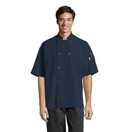 UNCOMMON THREADS Unisex Specialist Pro Vent Chef Coat with Tonal Mesh, Navy - Medium 0421P-1603